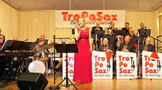 Mit Musik zu Gunsten der musikalischen Jugendarbeit in Kreuzwertheim begeisterte am Samstag TroPoSax mit Sängerin Sonja Freitag.