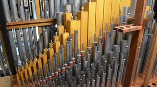 Dieses Register der Vleugels-Orgel ist bereits vom Staub befreit worden und erstrahlt in neuem Glanz.