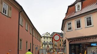 An der Ecke Nonnengasse/Gänsmarkt wird wieder gearbeitet.