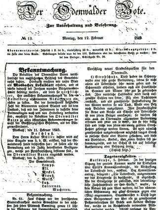 Der „Odenwälder Bote“erschein ab 1849.