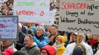 Protest auf dem Wertheimer Marktplatz.