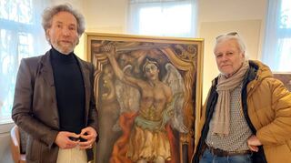 Günter Hollerbach (links) stellte seine Werke beim Kunstkreis Lauda-Königshofen in der Galerie „das auge“ aus.
