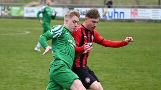 Gleichauf im Rennen um die drei Punkte waren im Landesliga-Duell der TSV Oberwittstadt (in Grün) und die Spvgg. Neckarelz.