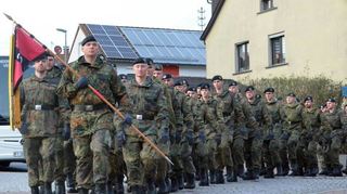 Einmarschiert: Der Einsatz der Hardheimer Soldaten an der Nato-Ostflanke in Litauen wurde mit einem öffentlichen Rückkehrerappell gewürdigt.