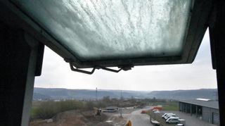 Seltener Ausblick: Aus dem Wachturm der ehemaligen Nike-Stellung über Hardheim und das Erfatal.