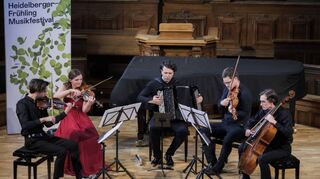 Das Korossy Quartet mit Goran Stevanovich (Mitte) in der Alten Aula.