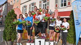 Die erfolgreichen Damen-Halbmarathon-Staffeln: 1. LaMas (Würth), 2. Stadtwerk Tauberfranken 2, 3. Diabetes Zentrum Mergentheim.