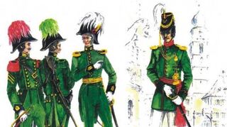 Die Uniformen der Mergentheimer Bürgerwehr aus der Zeit um 1824 werden auch heute noch vom Historischen Schützencorps präsentiert.