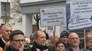 Demonstration gegen Schließung des Wertheimer Krankenhauses Anfang März in Stuttgart.
