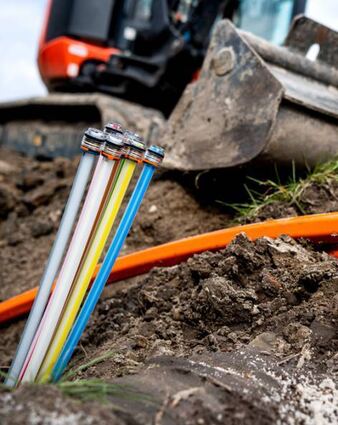 Glasfaser auf einer Baustelle.