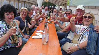 Bei gutem Wein herrschte allenthalben gute Stimmung bei den Gästen des Weinfestes.
