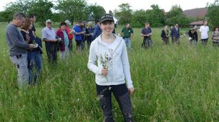Ecoland-Geschäftsführerin Elisa Löblein zeigte beim Feldtag in Niederstetten-Eichhof wichtige Kennarten.