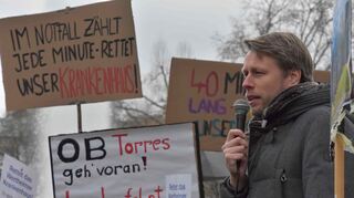 OB Markus Herrera Torrez auf der Kundgebung in Stuttgart Anfang März.