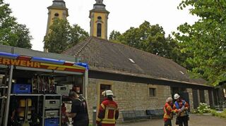 Feuerwehreinsatz hinter der Schlosskirche.