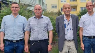 Bei der Verabschiedung (von links) der Vorsitzende des Personalrates, Thomas Högerl, die Pensionäre Konrad Henn und Klaus Leitz mit Schulleiter Carlo Götz.