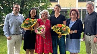 Personalrat Patrick Held, Yuhong Mangels, Julia Köckritz, Michaela Munzke und Schulleiter Christof Kieser bei der Verabschiedung.