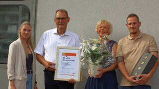 Von links: Lisa Kaltdorf, den Geehrten Josef Moser mit Ehefrau Petra sowie Sebastian Kaltdorf, der 2022 die Firma Seidl übernahm.