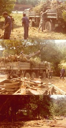 Die Soldaten bei Aufräumarbeiten nach der Fronleichnamsflut 1984.
