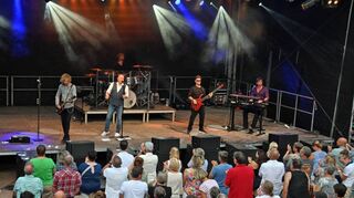 Beste Stimmung herrschte beim Konzert von True Collins auf der Burg Wertheim. Die zahlreichen Zuschauer haben ausdauernd getanzt, geklatscht und begeistert mitgewippt und mitgesungen. Kaum jemand hielt es dabei auf seinem Platz.