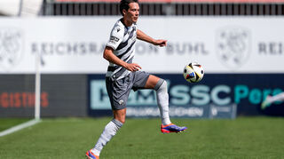 Jeremias Lorch trifft für den SV Sandhausen gegen Bielefeld.