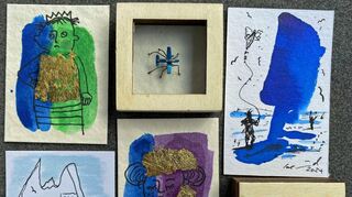 Das könnte im Kunst-„Überraschungs-Ei“ drin sein: Kleine Hingucker-Werke von Blümel, Lempp und dessen Ehefrau Ulrike.