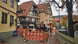 Die Ecke Nonnengasse/Münzgasse ist jetzt auch Baustelle. Am Deutschordenplatz beginnt die Sperrung.