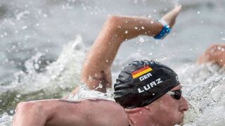Thomas Lurz from Germany competes in the men's 10km Open Water Finals at the 32nd LEN European Swimming Championships 2014 at the Regattastrecke Gruenau in Berlin, Germany, 14 August 2014. Photo: Tim Brakemeier/dpa ++ +++ dpa-Bildfunk +++
