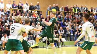 Die HSG Dittigheim/Tauberbischofsheim (hier im grünen Trikot im Spiel gegen Buchen) empfängt am Samstag den TV Mosbach.