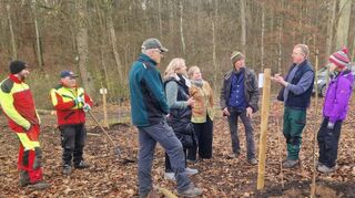 Richard Kerner hat sieben Nussbäume fürs Arboretum gespendet und sie neulich mit Vertretern der Stadt gepflanzt.