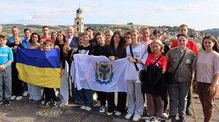 Im Sommer ist die Gruppe ukrainischer Kinder von OB Udo Glatthaar empfangen worden.