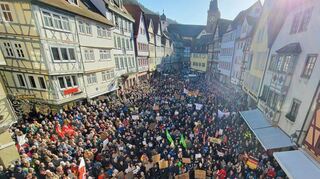 Kundgebung im Januar für Demokratie und Zusammenhalt.