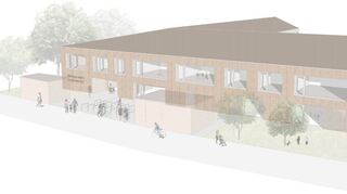 So könnte der neue Kindergarten mit Mittagsbetreuung nach einem Entwurf des Architektenbüros Jäcklein aussehen.