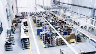 Blick in die Produktion von Pepperl+Fuchs in Mannheim.
