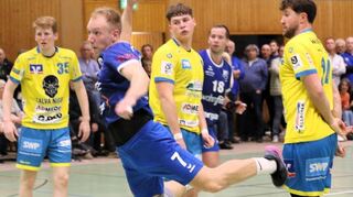 Die Handballfans kamen voll auf ihre Kosten, denn der TV Hardheim (in Blau) und die SG Pforzheim/Eutingen II lieferten sich eine hochklassige Partie, in die die Gäste das bessere Ende für sich hatten.