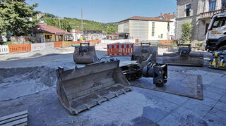 Baustelle am Bahnübergang in Bad Mergentheim.