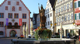 Bad Mergentheim verdankt das Alte Rathaus dem Hochmeister Wolfgang Schutzbar, der auch Milchling genannt wird. Die Figur auf dem Milchlingsbrunnen verkörpert aber nicht den Hochmeister, sondern, allgemein gesagt, einen Ritter.