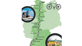 Das ist die Strecke, die Klaus Schieß mit dem Fahrrad binnen 14 Tagen zurückgelegt hat.