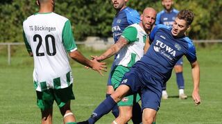 Nach dem ersten Saisonsieg gegen Böckingen (Spielszene) fährt die SGM Markelsheim/Elpersheim mit frischem Schwung zum Auswärtsspiel nach Pfeldelbach.