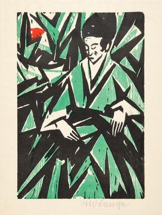 Von Otto Lange ist diese „Dame in Grün" (1918/19) zu sehen.