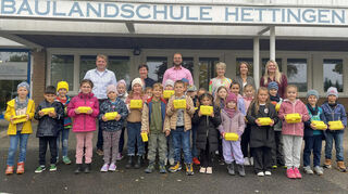 Die Erstklässler der Baulandschule in Hettingen konnten es kaum erwarten, ihr Vesper zu essen.