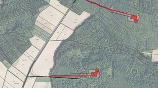 In diesen beiden Waldstücken sollen zwei Windkraftanlagen auf Großrinderfelder Gemarkung entstehen. LBP Windpark Großrinderfeld