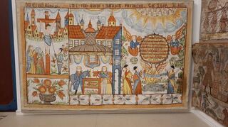 Neben alltäglichen Szenen auf dem Leben der einfachen Leute wurden auch biblische Geschichten gemalt.