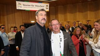 Ministerpräsident Markus Söder (l) und Landes-Sportverbandschef Jörg Ammon sehen Münchens Bewerbung international mit den besten Chancen.