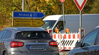 Die Umleitung am Stadtausgang Bad Mergentheim Richtung Edelfingen ist in Kraft.