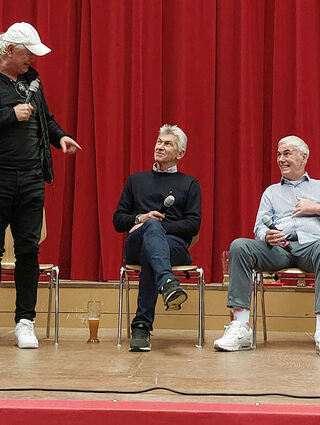 Uwe Rapolder (links), sprach mit Klaus Augenthaler und Rolf Dohmen über die heutige Rolle des Fuß´balltrainers.