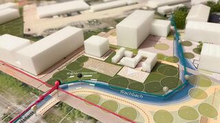 Im Rahmen der Arbeit am Strukturkonzept entstand auch ein Modell, das erste Eindrücke von der angestrebten Bebauung und Gestaltung des Urbanen Quartiers Herrenwiesen Süd gibt.
