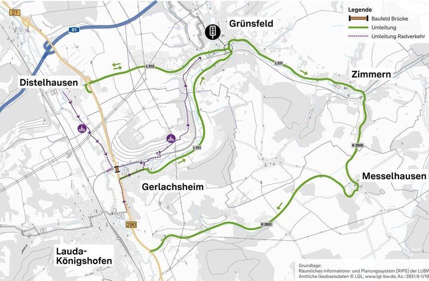 B290 bei Gerlachsheim ist ab 6. Juli voll gesperrt