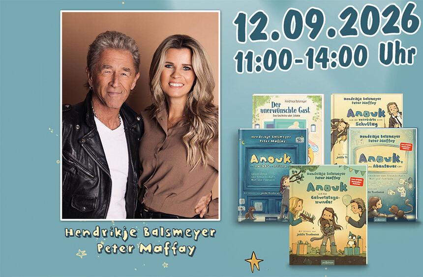Peter Maffay and Hendrikje Balsmeyer sign books