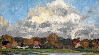 <p>"Weiße Wolken über überschwemmter Wiese" ist eines der Bilder, die von Ulrich Modersohn nun im Grafschaftsmuseum zu sehen sind.</p>